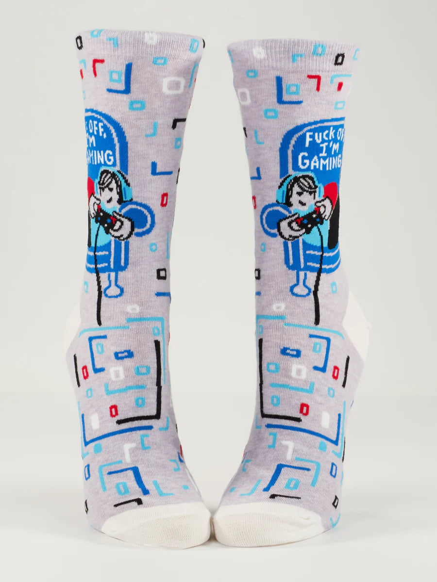 F*ck Off, I'm Gaming | Women's Crew Socks | Blue Q