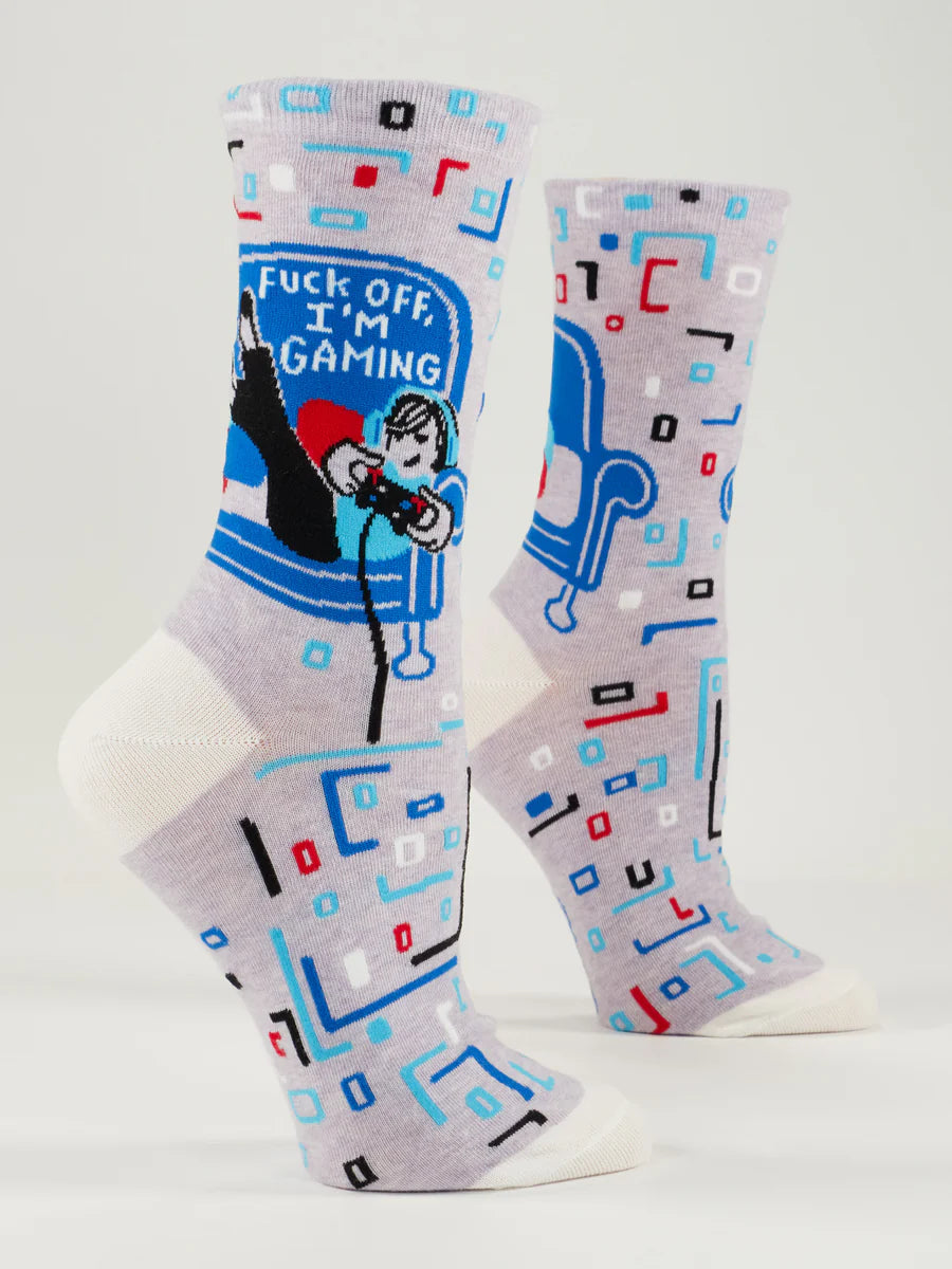 F*ck Off, I'm Gaming | Women's Crew Socks | Blue Q