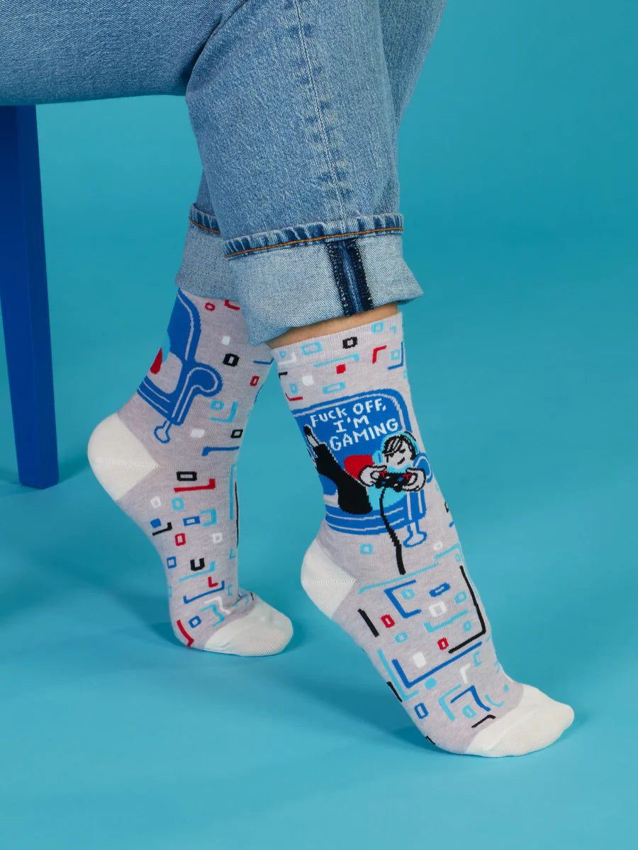 F*ck Off, I'm Gaming | Women's Crew Socks | Blue Q