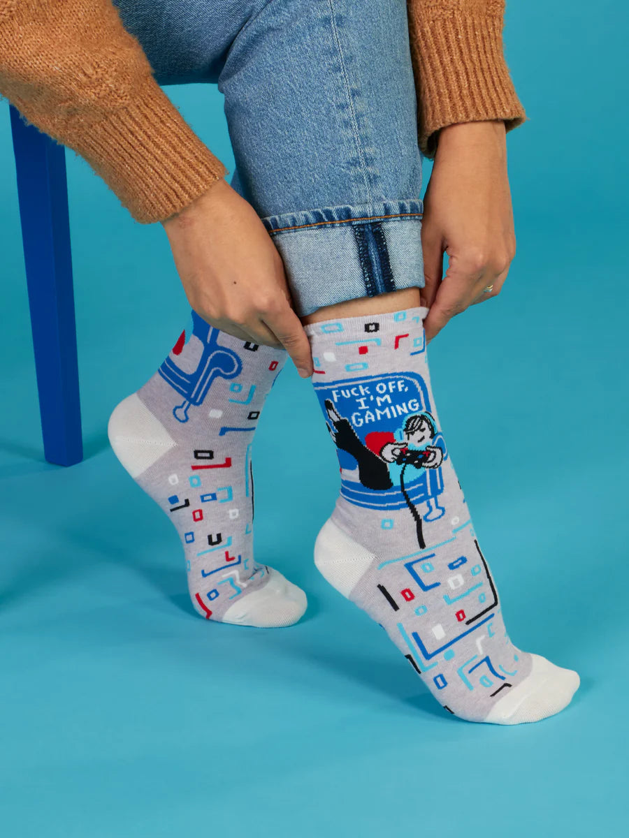 F*ck Off, I'm Gaming | Women's Crew Socks | Blue Q