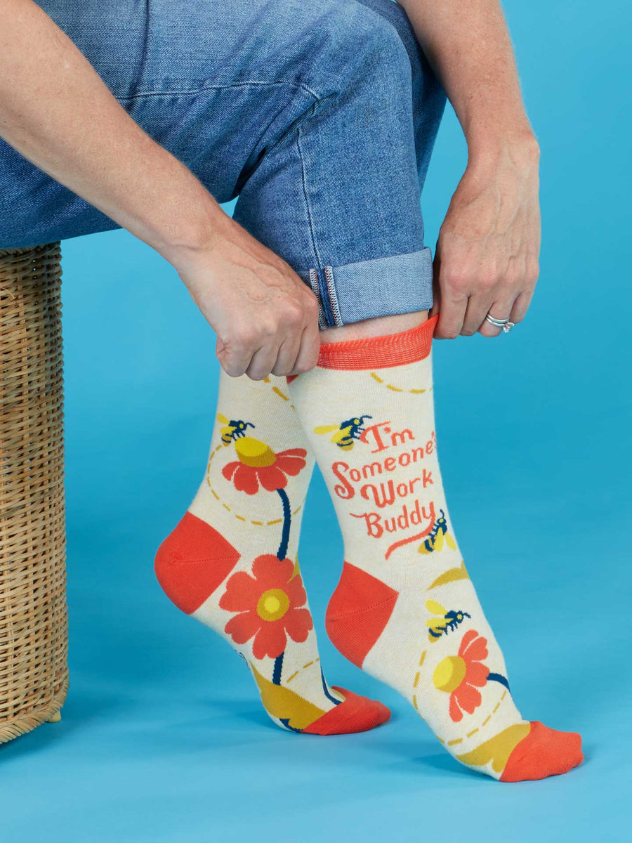 I'm Someone's Work Buddy | Women's Crew Socks | Blue Q