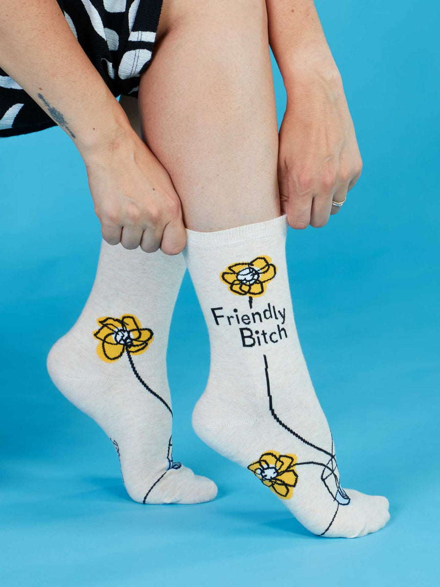 Friendly B*tch | Women's Crew Socks | Blue Q