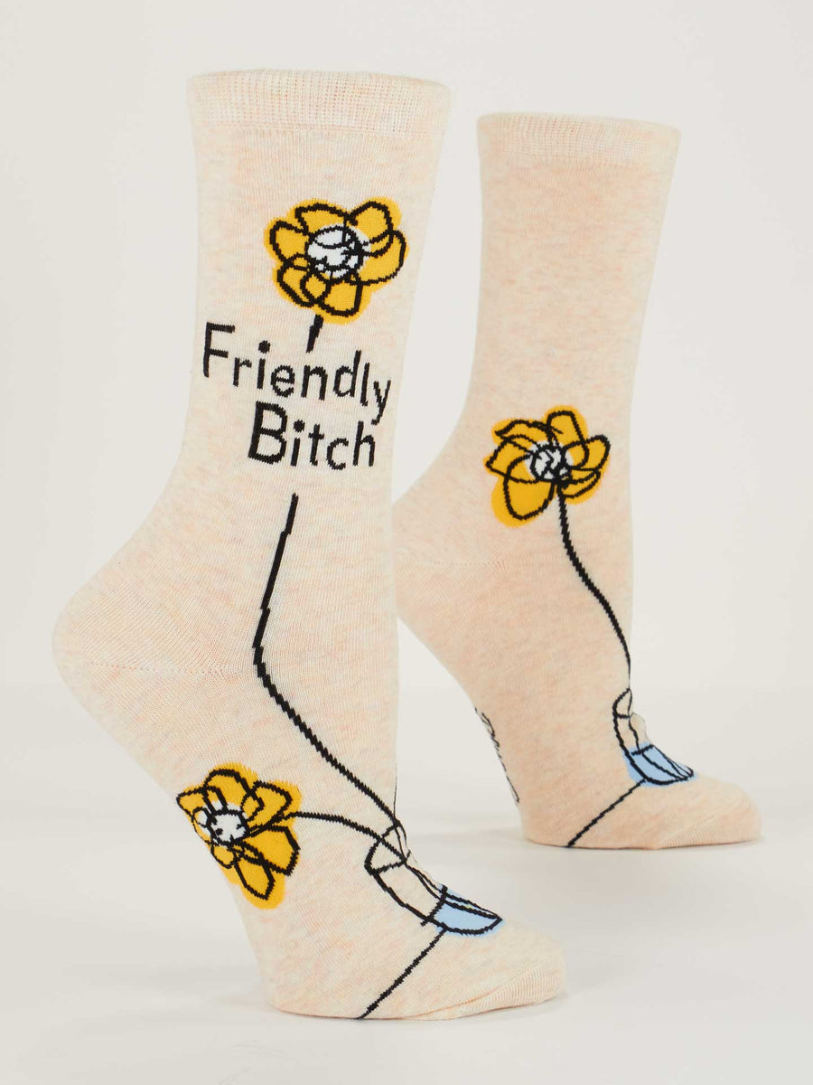 Friendly B*tch | Women's Crew Socks | Blue Q