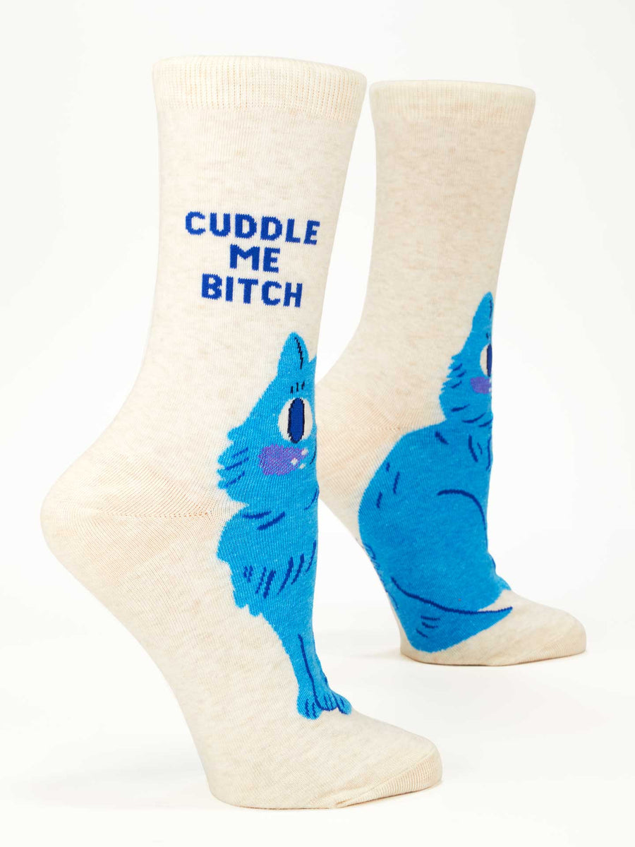 Cuddle Me B*tch | Women's Crew Socks | Blue Q
