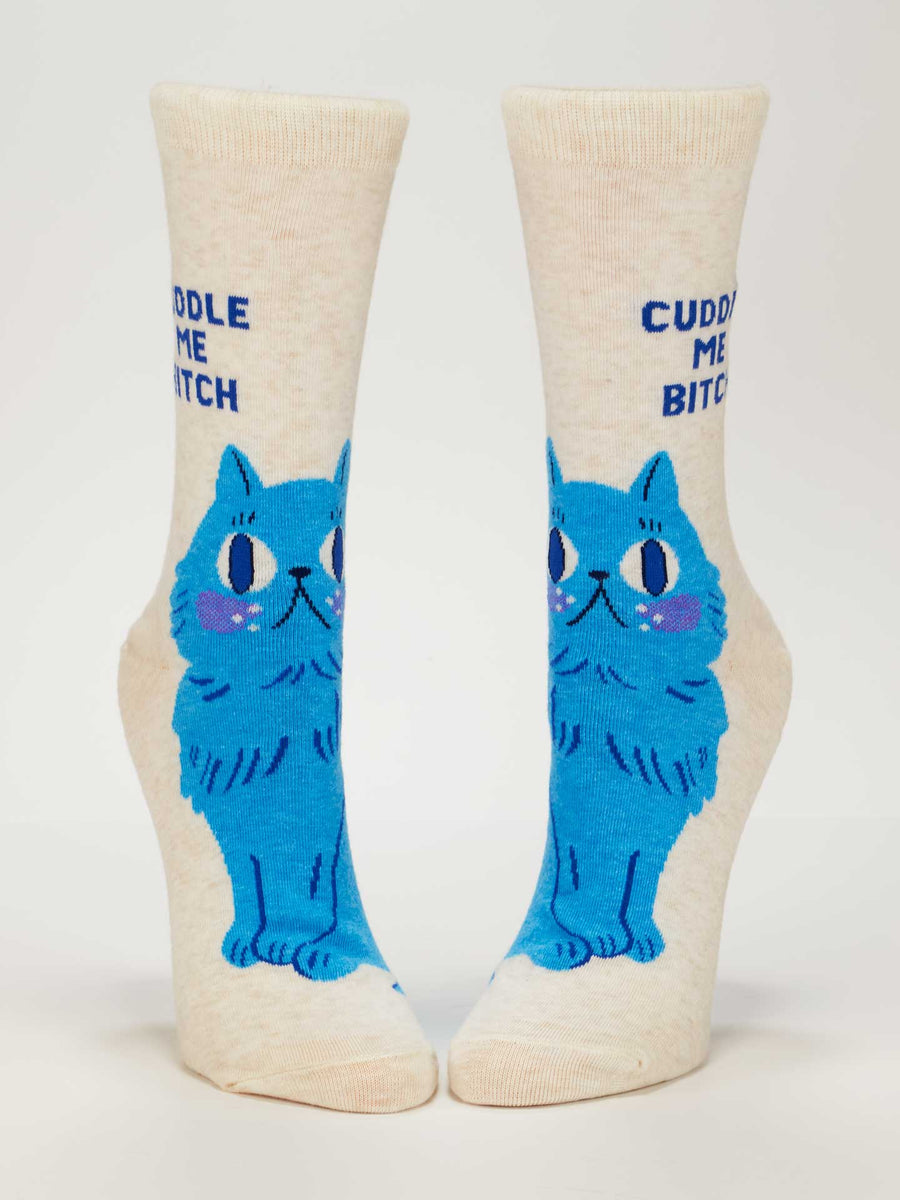 Cuddle Me B*tch | Women's Crew Socks | Blue Q