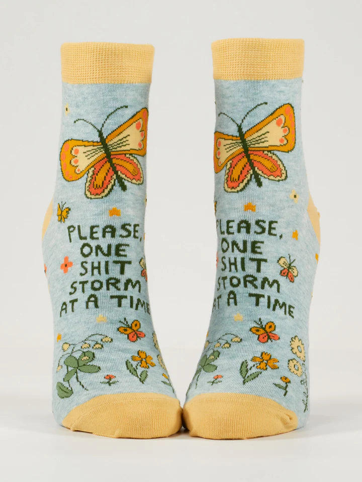 Please, One Sh*tstorm At A Time | Women's Ankle Socks | Blue Q