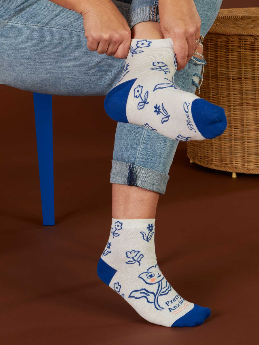 Pretty Anxious | Women's Ankle Socks | Blue Q