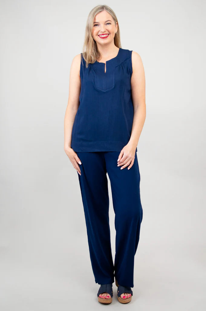 Scarlette | Linen Bamboo Tank | Indigo