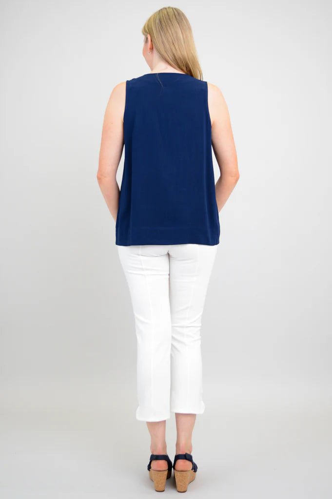Scarlette | Linen Bamboo Tank | Indigo