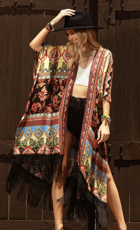 Marigold Fringe Kimono