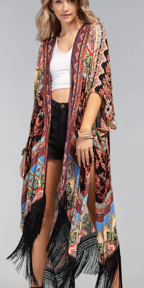 Marigold Fringe Kimono