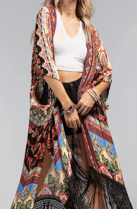 Marigold Fringe Kimono