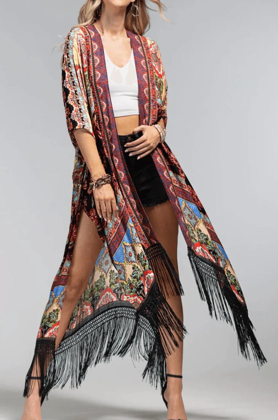 Marigold Fringe Kimono