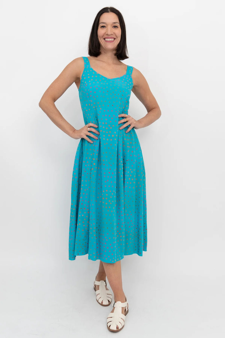 Shauna Dress | Turquoise Polka