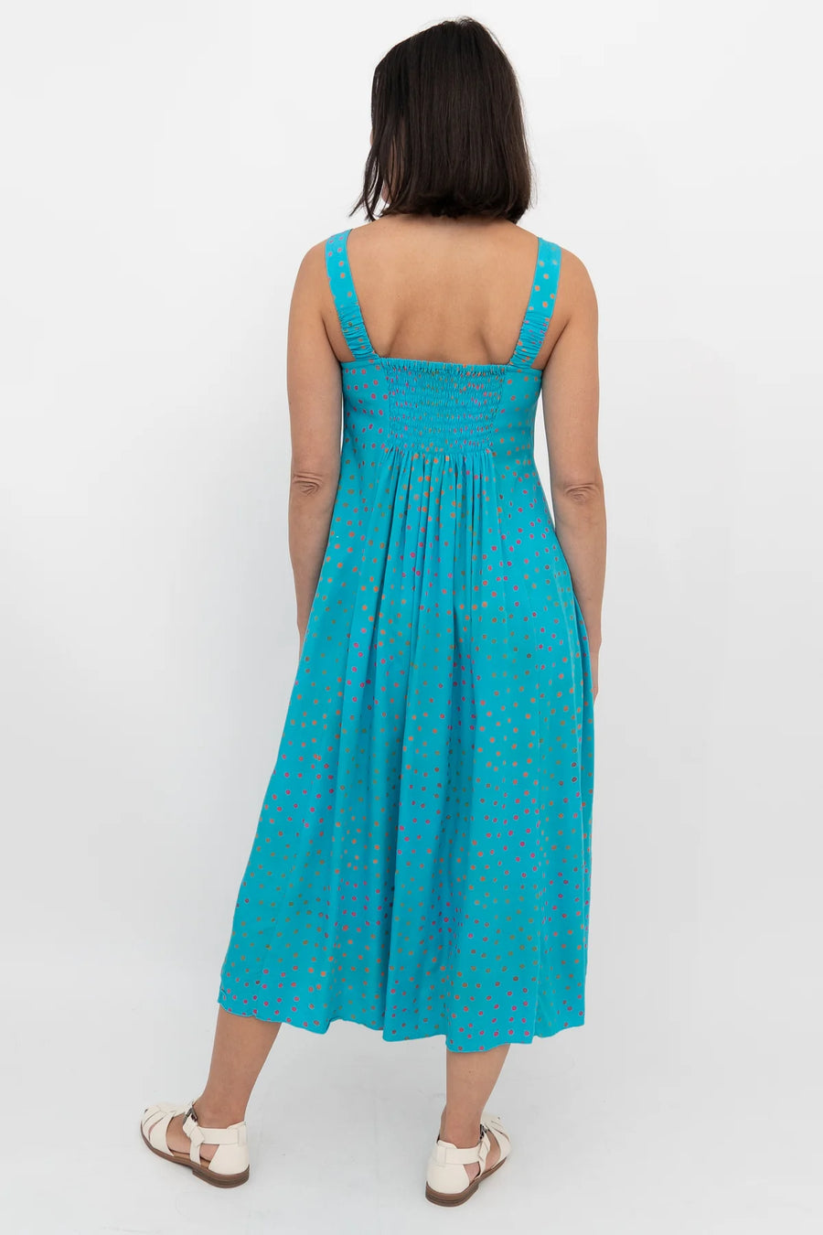 Shauna Dress | Turquoise Polka