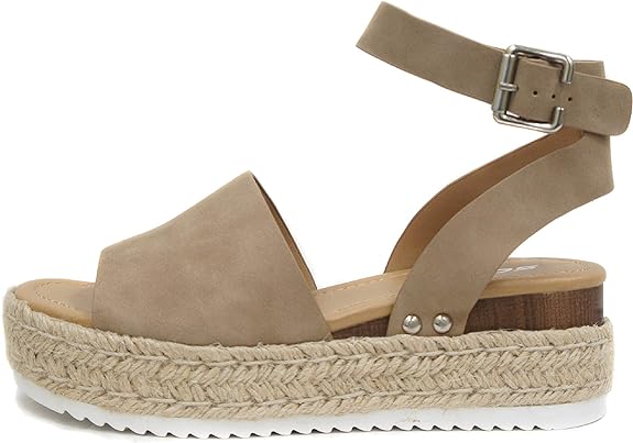 Topic | Open Toe Ankle Strap Flatform Espadrille Sandals | Dk Natural *FINAL SALE*