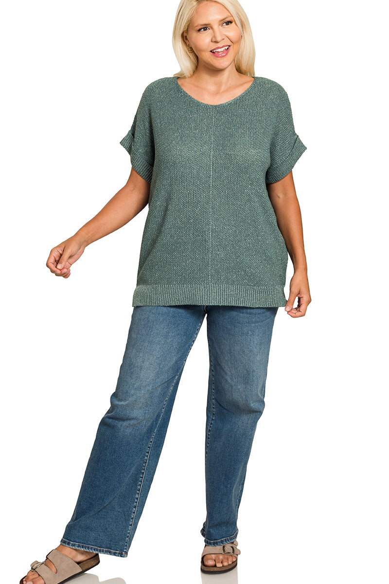 Fireside Moments | Centre Seam Short Sleeves Knit Top | Ash Jade