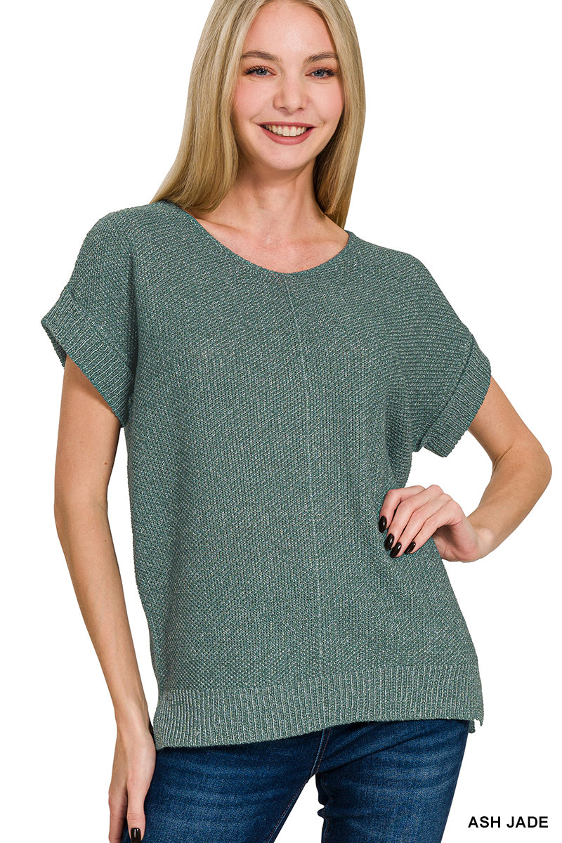 Fireside Moments | Centre Seam Short Sleeves Knit Top | Ash Jade