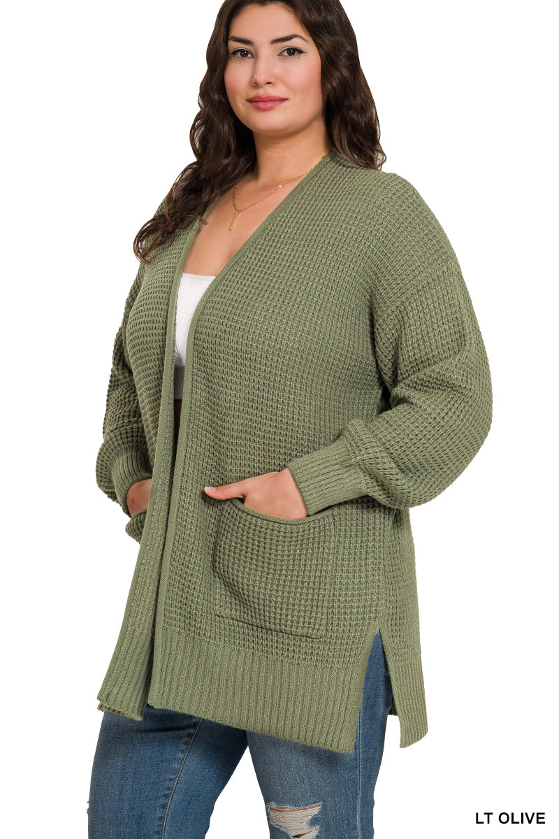 Maple Mornings | Low Gauge Open Cardigan Sweater | Light Olive