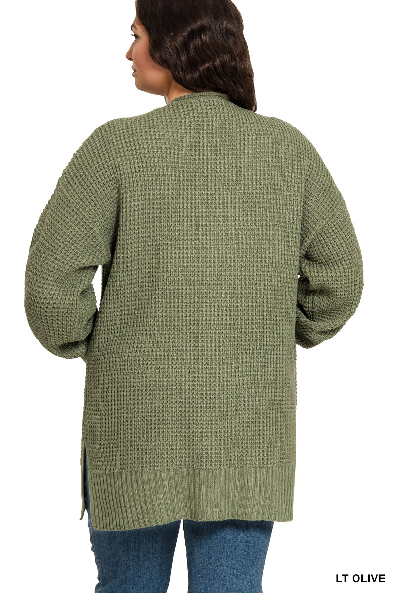 Maple Mornings | Low Gauge Open Cardigan Sweater | Light Olive