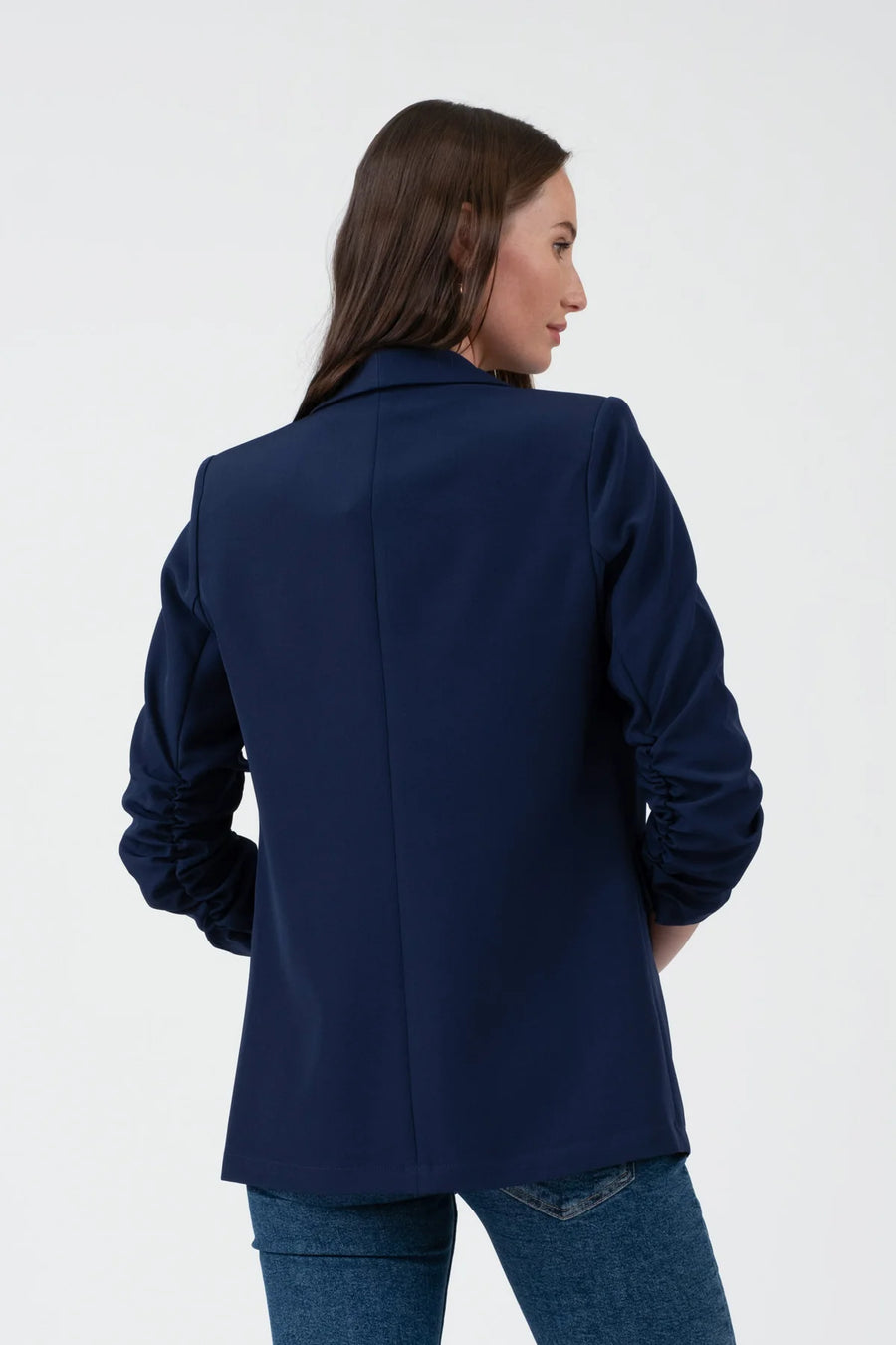 Carter Ruched Sleeve Blazer | Navy