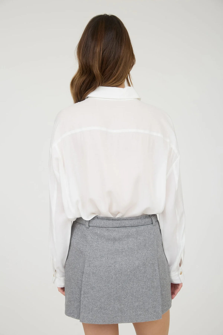 Elle | Oversized Button Down Long Sleeve Shirt | White
