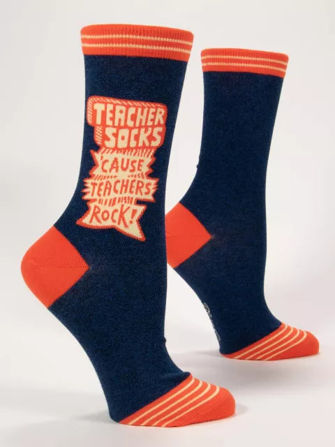 Teacher Socks 'Cause Teachers Rock | Women's Crew Socks | Blue Q