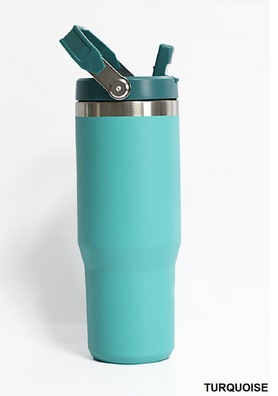 30oz Stainless Steel Flip Straw Tumbler | Turquoise *FINAL SALE*