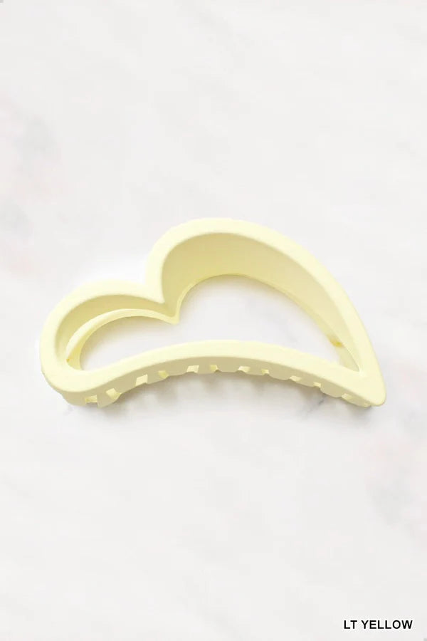 Heart Shape Hair Claw Clips (3.75") | Lt Yellow