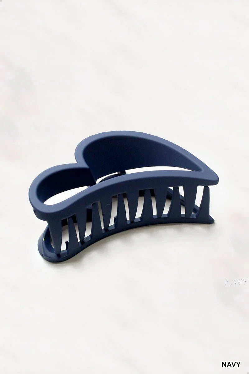 Heart Shape Hair Claw Clips (3.75") | Navy