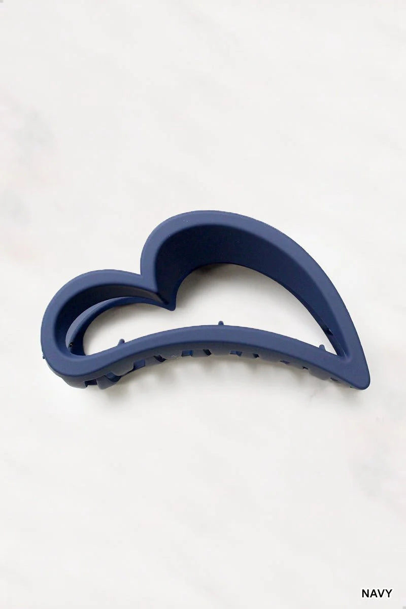 Heart Shape Hair Claw Clips (3.75") | Navy