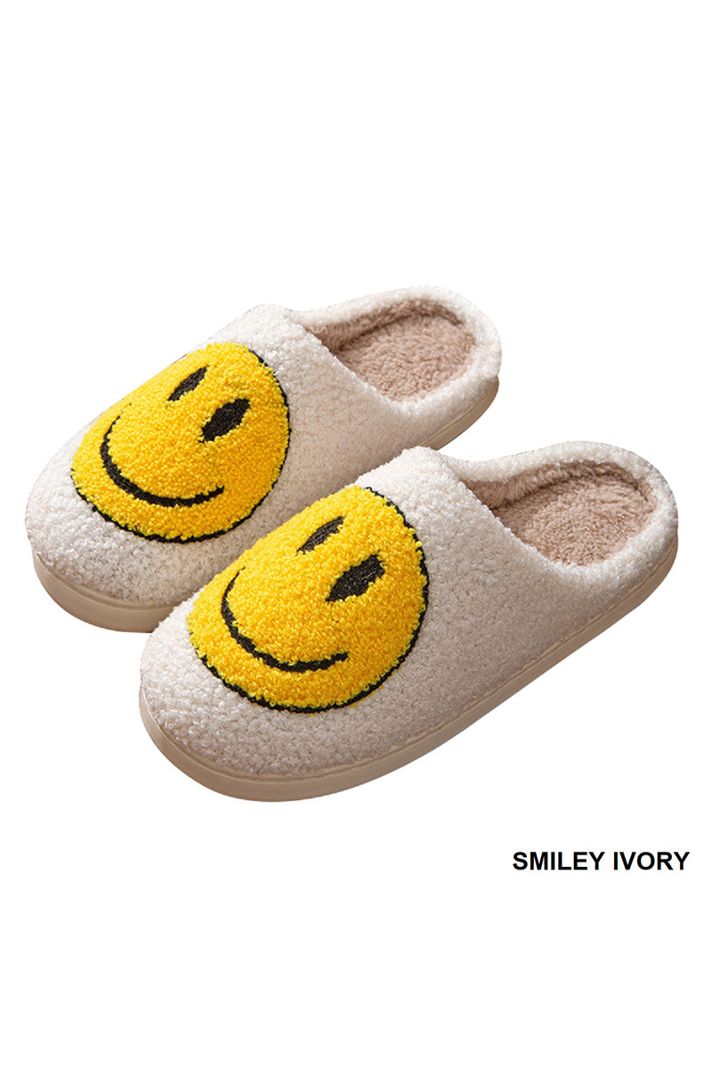 Soft Plush Cozy Slippers | Smiley Ivory