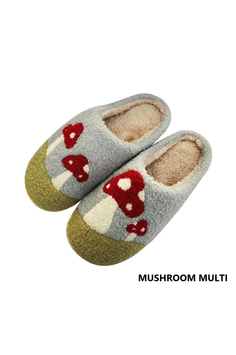 Soft Plush Cozy Slippers | Mushroom Field