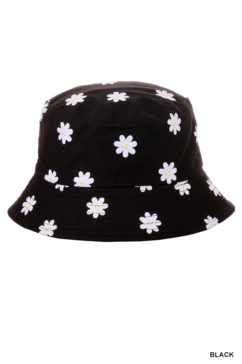 Flower Pattern Bucket Hat | Black