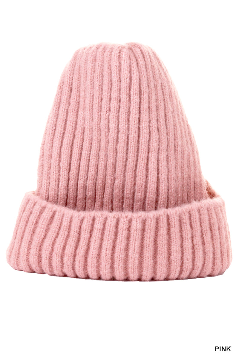 Warm Knitted Toque | Pink