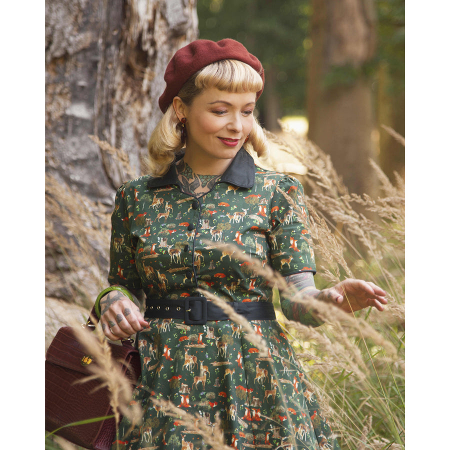 Penelope | Rockabilly Shirt Dress | Green Woodland