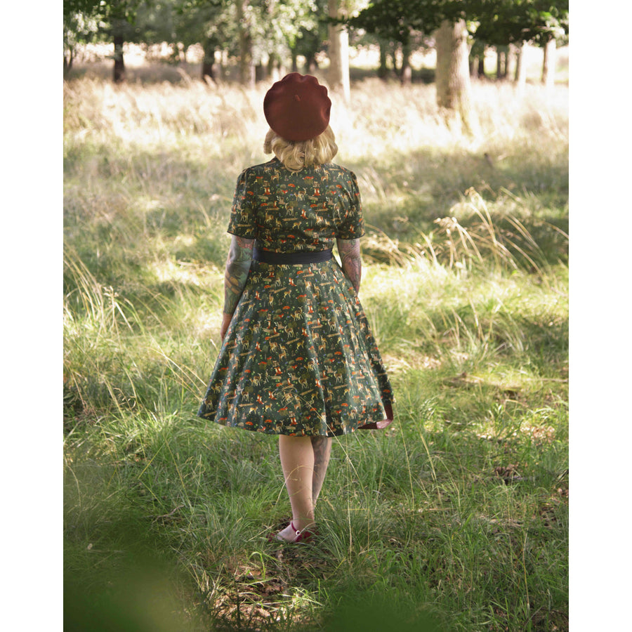 Penelope | Rockabilly Shirt Dress | Green Woodland