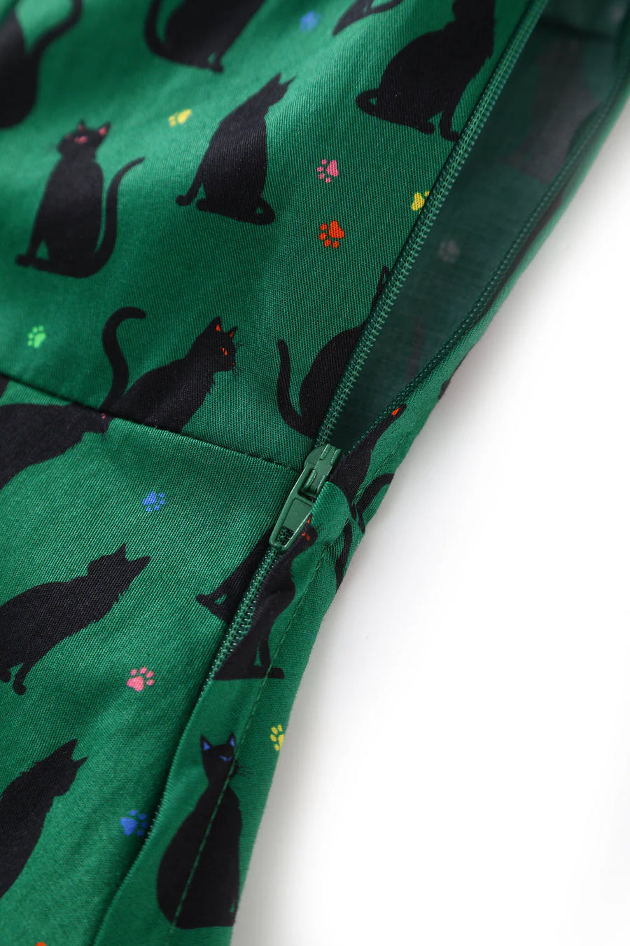 Penelope II | Rockabilly Shirt Dress | Green Black Cat Print