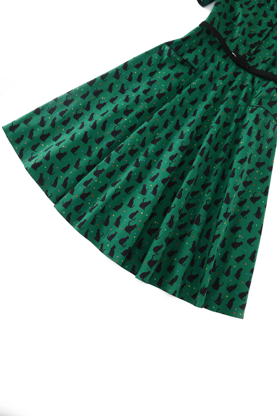 Penelope II | Rockabilly Shirt Dress | Green Black Cat Print