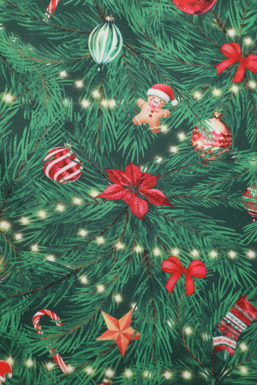 Billie | Long Sleeved Dress | Dark Green Xmas Tree Print