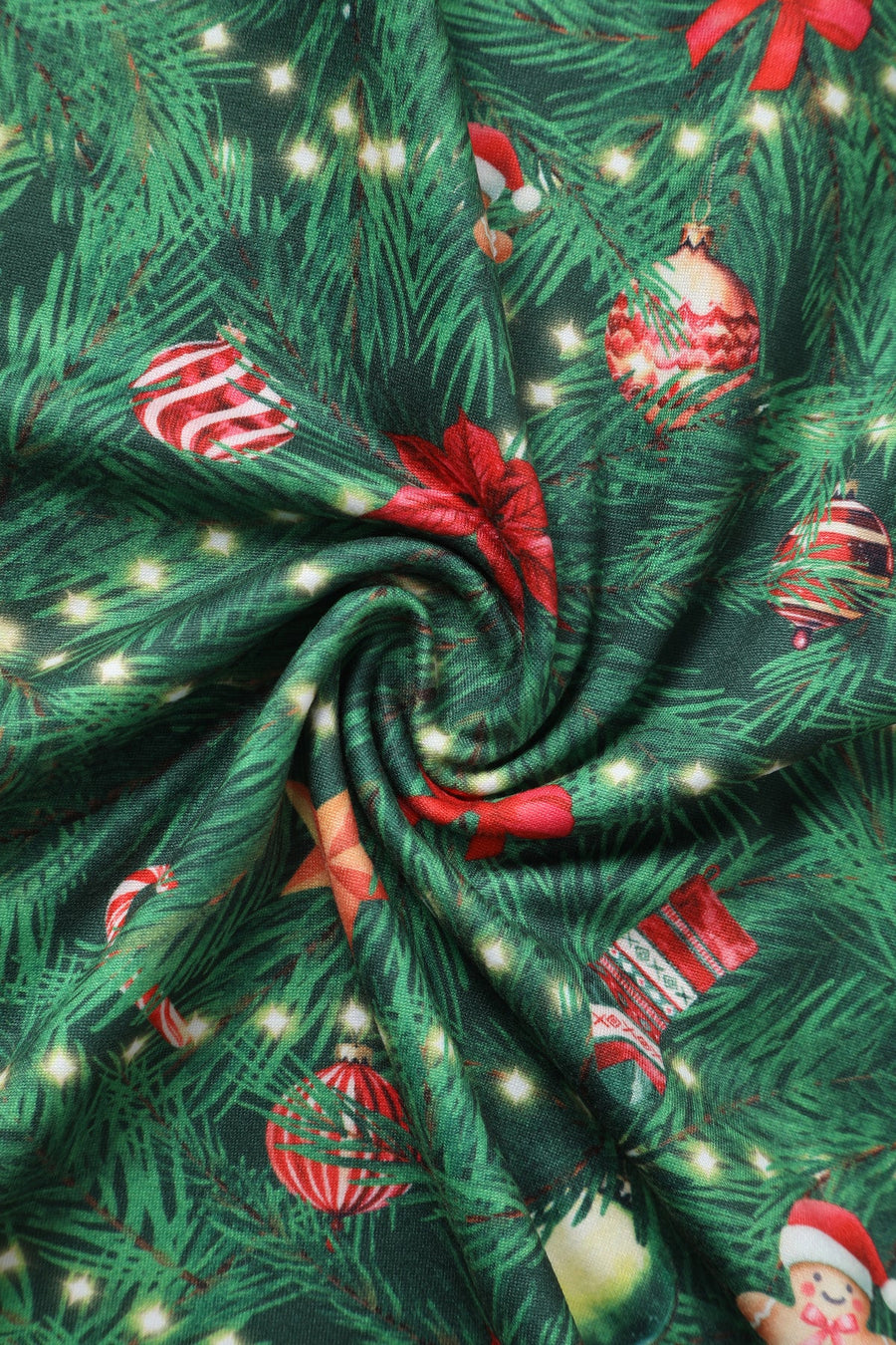 Billie | Long Sleeved Dress | Dark Green Xmas Tree Print