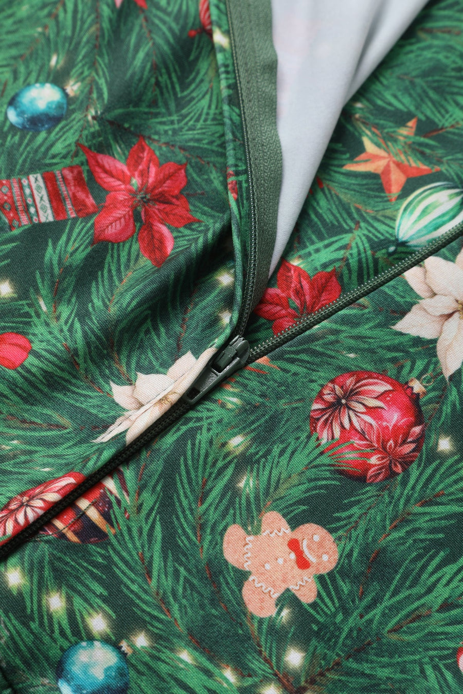 Billie | Long Sleeved Dress | Dark Green Xmas Tree Print