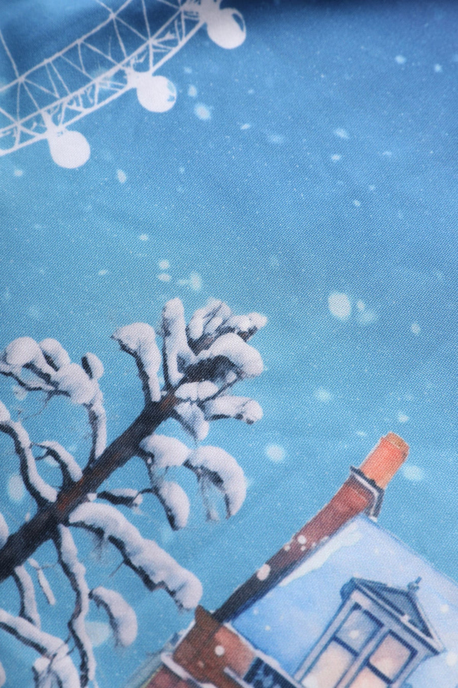 Amanda | Winter Starry Night Sleeveless Dress | Blue London Skyline Print