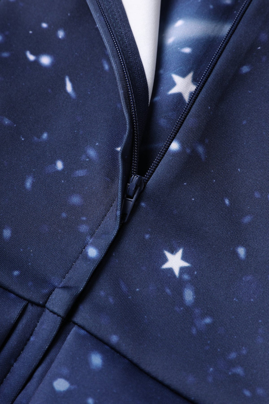 Amanda | Winter Starry Night Sleeveless Dress | Blue London Skyline Print