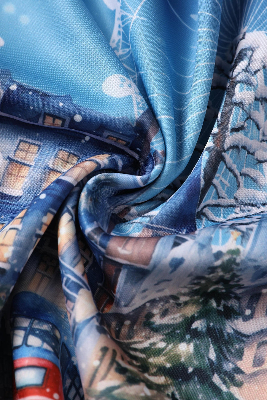 Amanda | Winter Starry Night Sleeveless Dress | Blue London Skyline Print