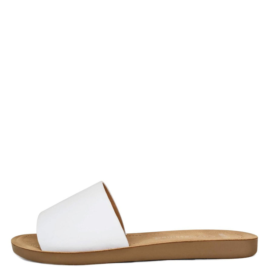 Inline | Wide Fit Slide Sandals | White Nubuck