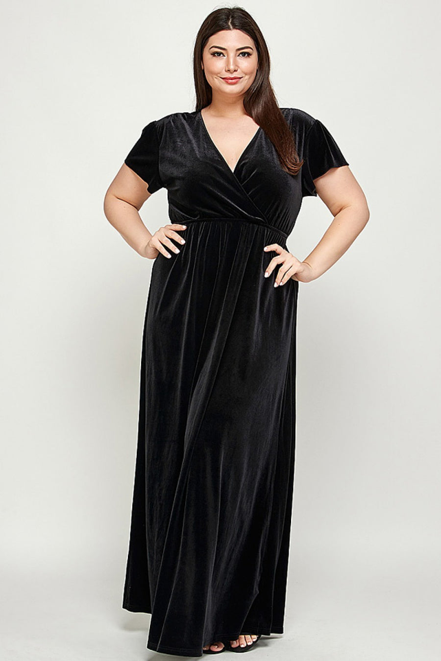 Renée | Velvet Maxi Dress | Black