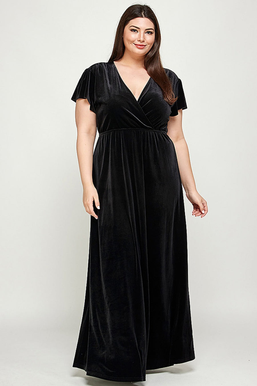 Renée | Velvet Maxi Dress | Black