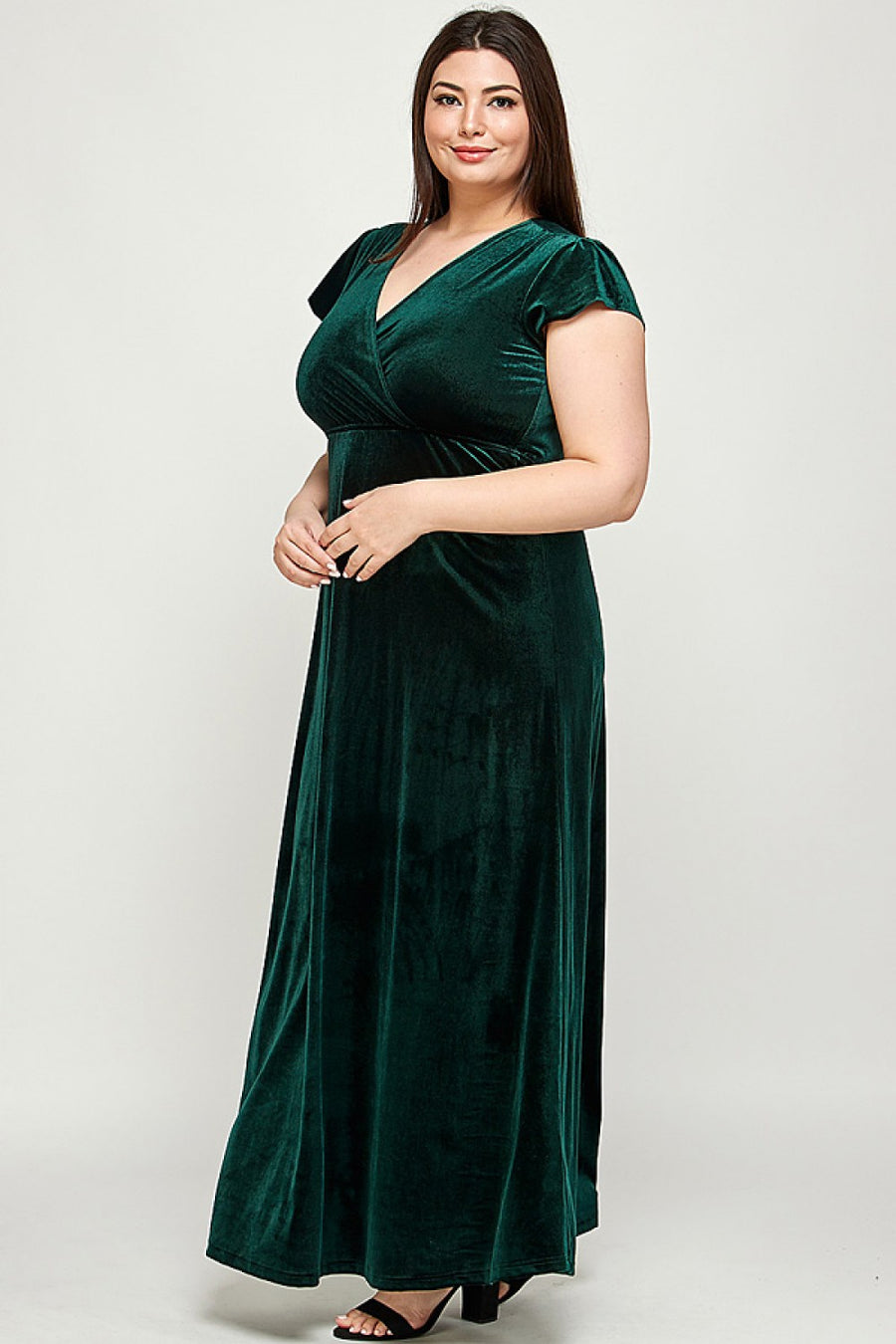 Renée | Velvet Maxi Dress | Forest Green