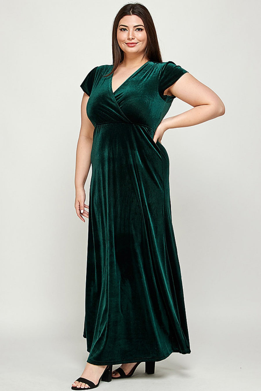 Renée | Velvet Maxi Dress | Forest Green